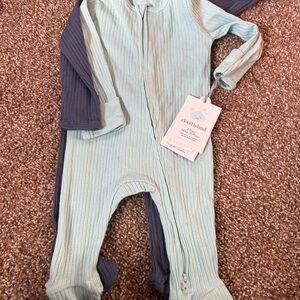 Cloud Island Aqua and Charcoal Kids Footie